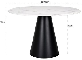 Richmond Interiors Degas Ronde Eettafel Wit Marmer - 120 X 120cm.