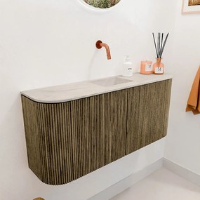 Mondiaz Joya DLux 95cm toiletmeubel ronding links/rechts dusk met wastafel faye midden zonder kraangat ostra