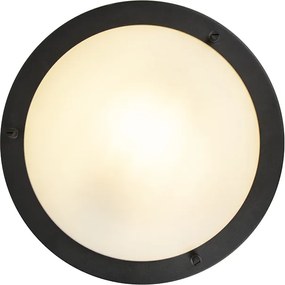 Buitenlamp Moderne plafonnière zwart 31 cm IP44 - Yuma Modern E27 IP44 Buitenverlichting rond