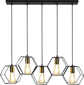 Hanglamp APP1133-5CP Zwart Goud