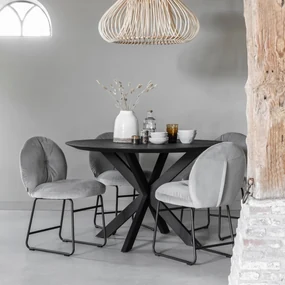 Ronde Eettafel Zwart Teakhout 150 Cm - 150 X 150cm.