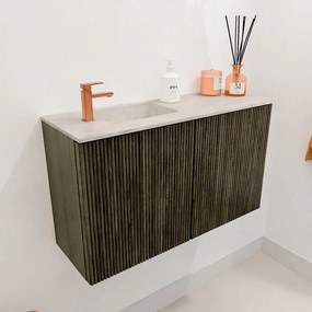 Mondiaz Joya DLux 70cm toiletmeubel shadow met wastafel faye links 1 kraangat ostra