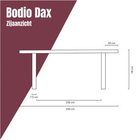 Bodio Dax Boomstamtafel 240 X 100 - 240 X 100cm.