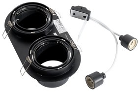 Afgeronde inbouwspot zwart GU10 70mm kantelbaar 2-lichts - Installa