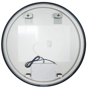 Saniclear Circle Black ronde spiegel met verwarming, direct en indirect licht mat zwart 90cm