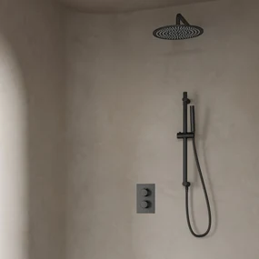 Saniclear Iron inbouw regendouche met 30cm hoofddouche, muurarm en glijstang verouderd ijzer - gunmetal