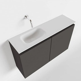 Mondiaz Ture 80cm toiletmeubel dark grey met wastafel talc links geen kraangat