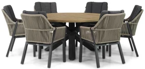 Tuinset Ronde Tuintafel 6 personen 160 cm Rope Taupe Lifestyle Garden Furniture Verona/Rockville