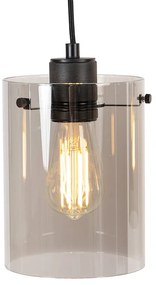 Smart hanglamp zwart met smoke glas incl. 4 Wifi ST64 - Dome