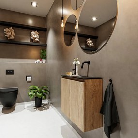 Mondiaz Ture 60cm toiletmeubel washed oak met wastafel urban rechts geen kraangat