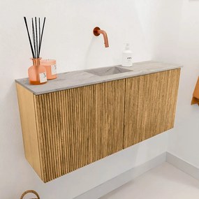Mondiaz Joya DLux 90cm toiletmeubel oak met wastafel faye midden zonder kraangat glace