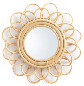 Spiegel in rotan, dubbel bloemvormigØ36 cm, Nogu