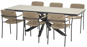4 Seasons Outdoor Bora tuinset naturel met Minerva tafel HPL blad woodlook Tuinset beige weerbestendig