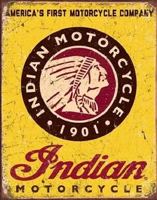 Metalen bord INDIAN MOTORCYCLES - Since 1901, (31.5 x 40 cm)