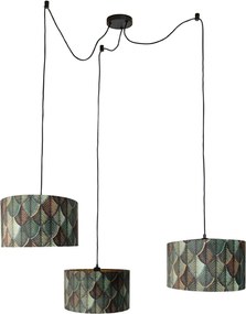 Hanglamp zwart met blad kap en gouden binnenkant 35cm - Cava