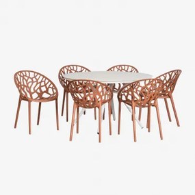 Valerie Ronde Aluminium Tafelset (ø125 Cm) En 6 Ores Tuinstoelen Roest - Sklum