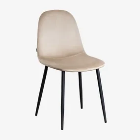 Set Van 4 Glamm Fluwelen Eetkamerstoelen Bruin - Tarwe & Zwart - Sklum