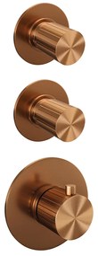 Brauer Stripe inbouw regendouche met 25cm hoofddouche, gebogen muurarm en 3 standen handdouche set 5 koper geborsteld PVD