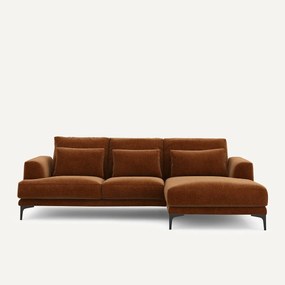 Hoekbank rechts van chenille fluweel, Marsile