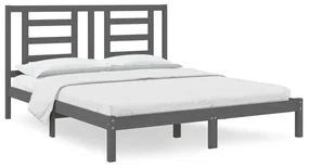 vidaXL Bedframe massief grenenhout grijs 160x200 cm