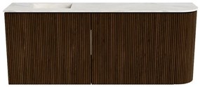 Mondiaz Joya DLux 100cm toiletmeubel ronding rechts walnut met wastafel faye links 1 kraangat ostra