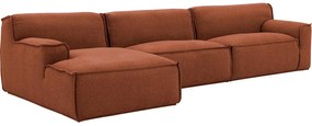 Goossens Excellent Elementenbank Sens oranje, stof, 1,5-zits, urban industrieel met chaise longue links