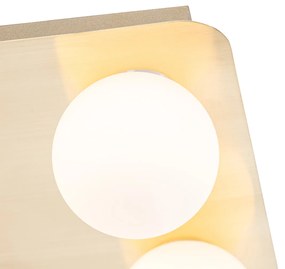 Moderne badkamer plafondlamp messing vierkant 4-lichts - Cederic Modern G9 IP44 Lamp