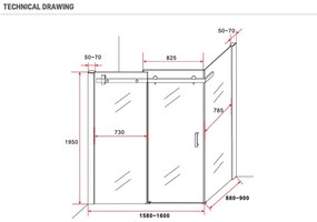 Sanigoods Onno douchecabine 160x90x195cm chroom