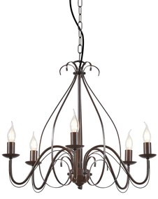 Eettafel / Eetkamer Klassieke kroonluchter roestbruin 5-lichts - Giuseppe Klassiek / Antiek, Landelijk / Rustiek E14 rond Binnenverlichting Lamp