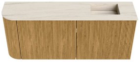 Mondiaz Joya DLux 100cm toiletmeubel ronding links oak met wastafel faye rechts zonder kraangat meli