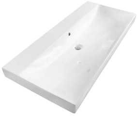 Saniclass Wave Meubelwastafel - 100x46x7.5cm - overloop - 1 wasbak - zonder kraangaten - keramiek - wit 2634