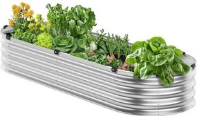 VEVOR Metalen verhoogde plantenbak, 1195x585x270mm Grote gegalvaniseerde plantenbak voor buiten met open bodem, ovaal plantenbed voor het kweken van groenten, bloemen, kruiden en vetplanten, zilver