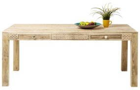 Kare Design Puro Houten Eettafel Handsnijwerk 140x70cm - 140 X 70cm.