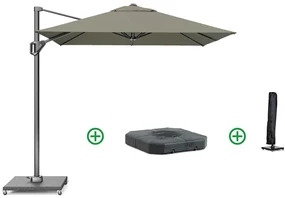 Zweefparasol 2.5x2.5m T1 (incl. voet + hoes) taupe Taupe-naturel-bruin Platinum Voyager