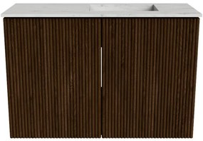 Mondiaz Joya DLux 60cm toiletmeubel walnut met wastafel faye rechts 1 kraangat opalo