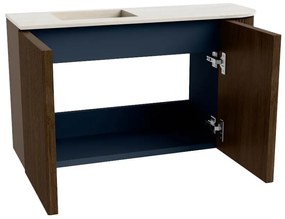 Mondiaz Joya DLux 70cm toiletmeubel ronding rechts walnut met wastafel faye links zonder kraangat meli