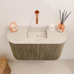 Mondiaz Joya DLux 65cm toiletmeubel ronding links/rechts dusk met wastafel faye midden zonder kraangat frappe