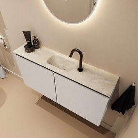 Mondiaz Ture DLux toiletmeubel 100cm linen met wastafel ostra midden met kraangat