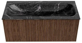 Mondiaz Kurve-dlux 100cm badmeubel walnut met 1 lade en wastafel big medium midden 1 kraangat lava