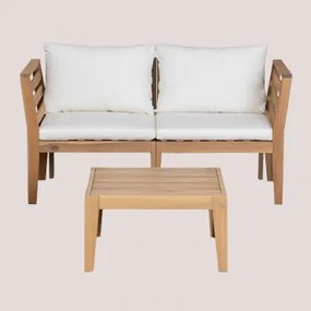 Tuinset Met 2-delige Modulaire Bank Met Armleuningen En Salontafel Van Acaciahout Filips Gardenia Wit - Sklum