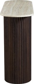 Ovale Sidetable Travertin En Walnoot - 130 X 35cm.