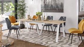 AVERY eik Sonoma / onderkant wit - LOFT/INDUSTRIËLE TAFEL VOOR WOONKAMER / EETKAMER UITKLAPBAAR TOT 290 cm!