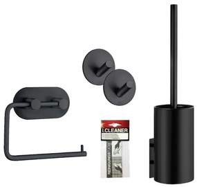 Smedbo Beslagsboden Smartpack Toilet accessoireset 5 delig zelfklevend mat zwart SmartP-BBBlack