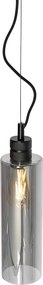 Moderne hanglamp zwart met smoke glas - Stavelot