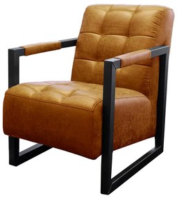 Industriële fauteuil Salina | lederlook Missouri cognac 03 | 60 cm breed
