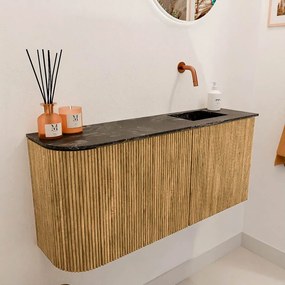 Mondiaz Joya DLux 90cm toiletmeubel ronding links oak met wastafel faye rechts zonder kraangat lava