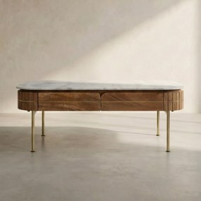 Salontafel Marmer Met Lades - 110 X 60cm.
