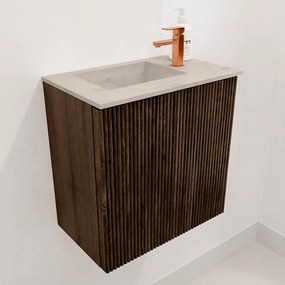 Mondiaz Joya DLux 40cm toiletmeubel walnut met wastafel faye links 1 kraangat opalo
