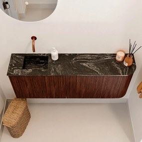 Mondiaz Joya DLux 110cm toiletmeubel ronding rechts ruby met wastafel faye links zonder kraangat lava