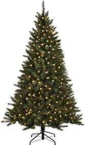 Black Box Toronto verlichte kunstkerstboom - 215 cm - groen - Diameter 132 cm - 240 ledlampjes - 1043 tips - metalen voet